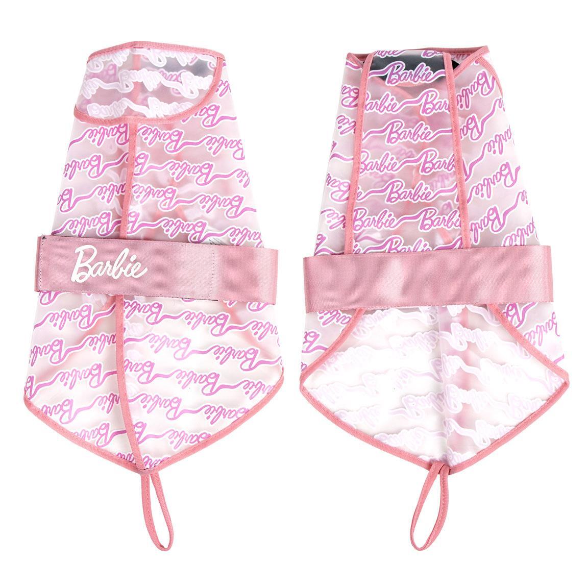 Imperméable ajustable pour chien Barbie en EVA, imprimé logo rose 1/5
