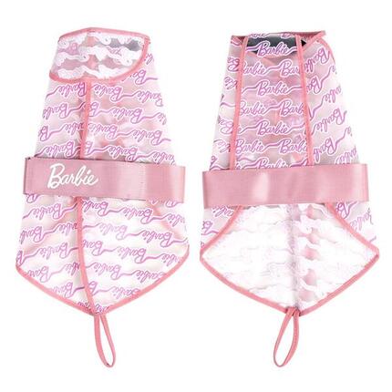 Imperméable ajustable pour chien Barbie, rose et blanc, en tissu EVA imperméable