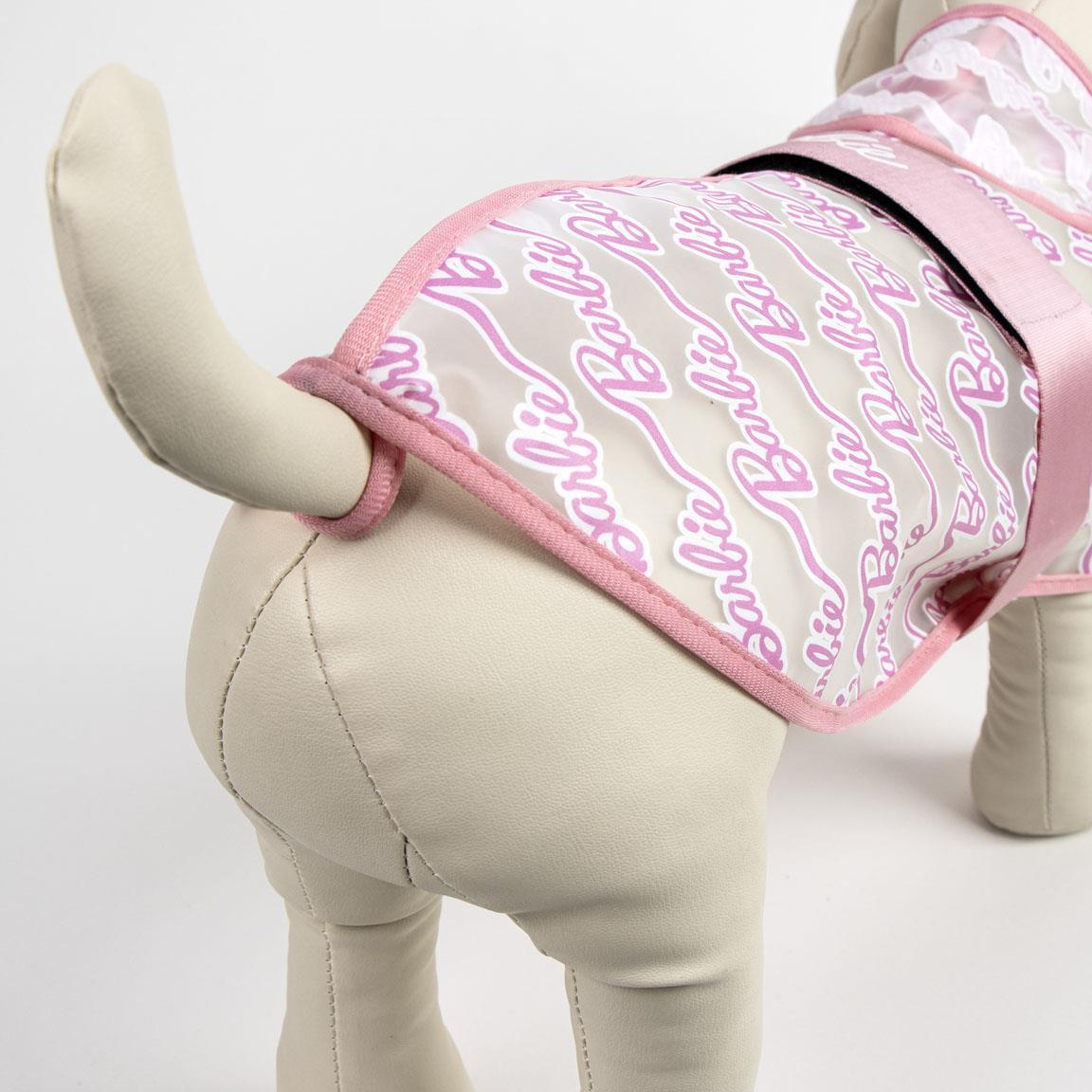 Imperméable ajustable pour chien Barbie en EVA, imprimé logo rose 5/5