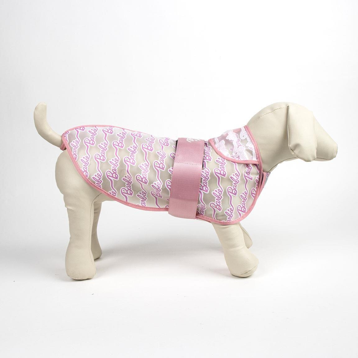 Imperméable ajustable pour chien Barbie en EVA, imprimé logo rose 4/5