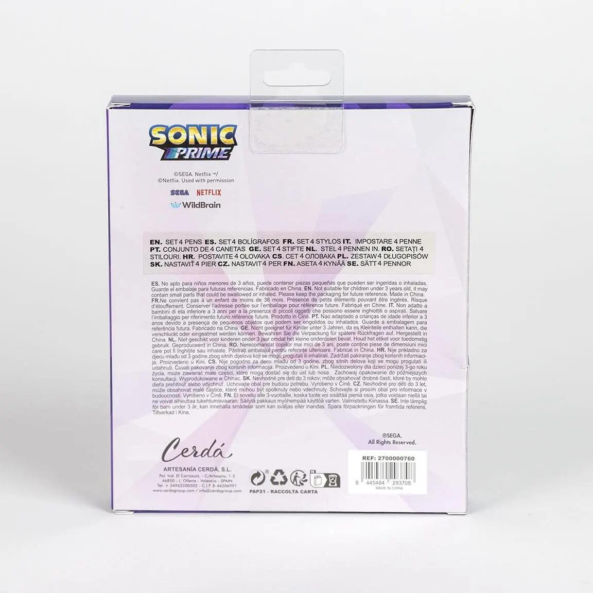4er-Pack Sonic Prime Kinderstifte mit mehrfarbigen 3D-Figuren 4/4