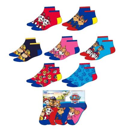 PAW Patrol Kinder-Baumwoll-Knöchelsocken, 3er-Pack, mehrfarbig