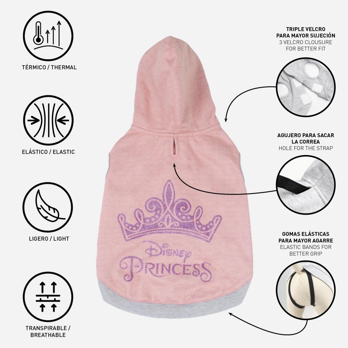 Sweat à capuche Princess Dog, en tissu doux avec fermeture velcro, rose 7/7