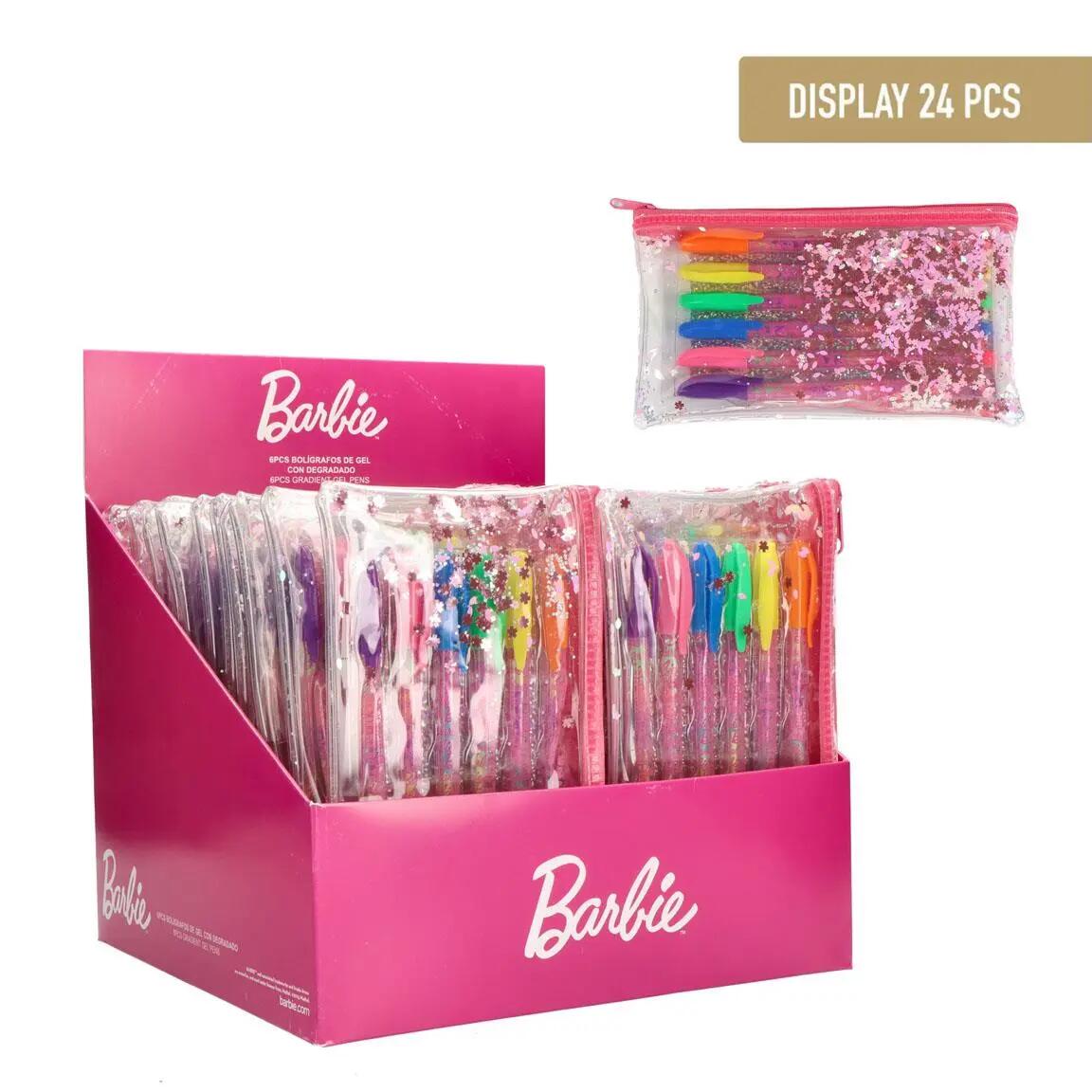Set di penne gel per bambini Barbie, trasparenti con glitter fucsia 4/4