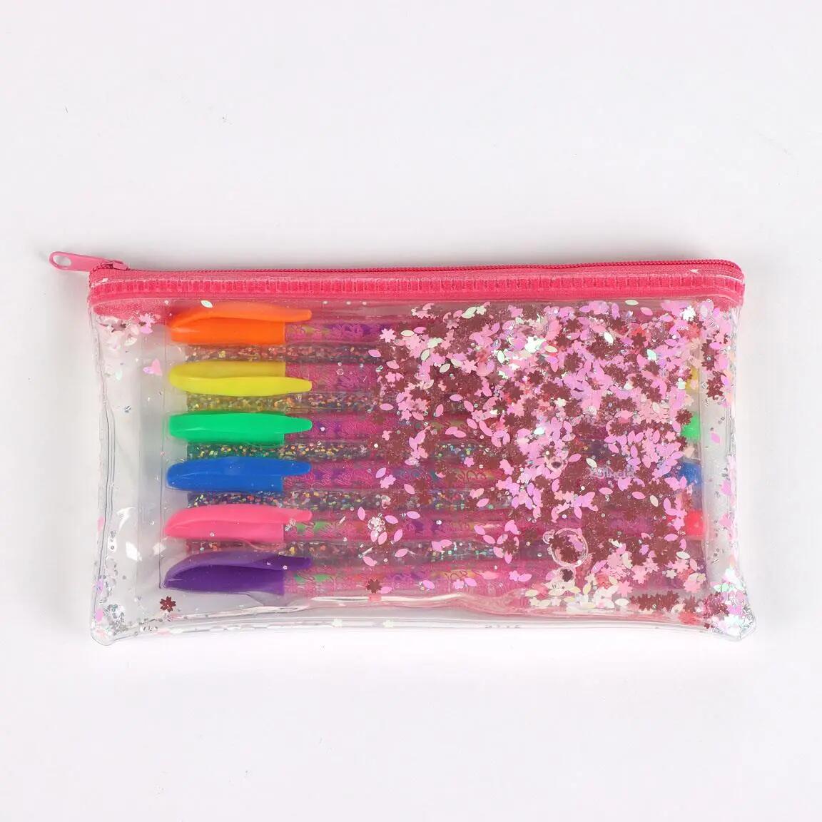 Set di penne gel per bambini Barbie, trasparenti con glitter fucsia 2/4
