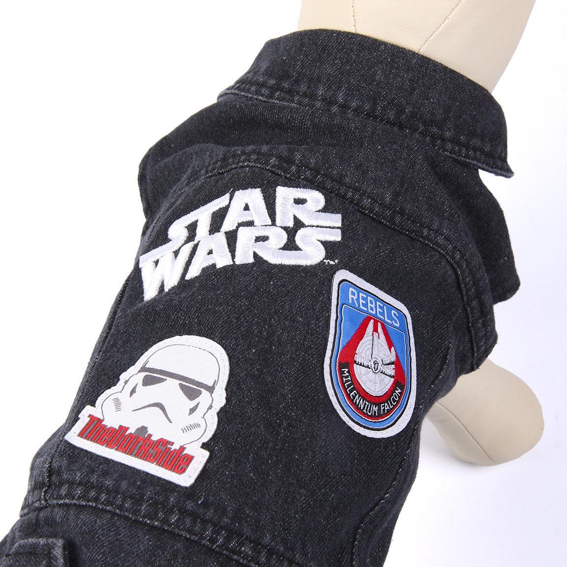 Veste en jean Star Wars pour chien, tissu doux avec écussons bleus 5/7