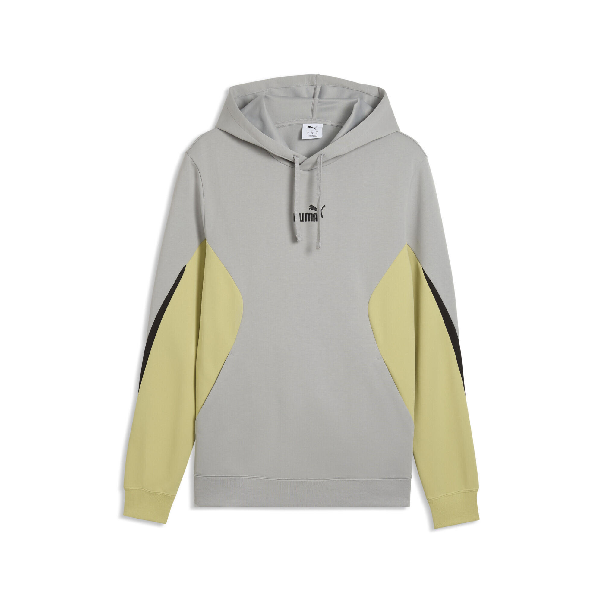 Pulover alergare bărbați cu glugă Essentials Colourblock, negru și gri PUMA