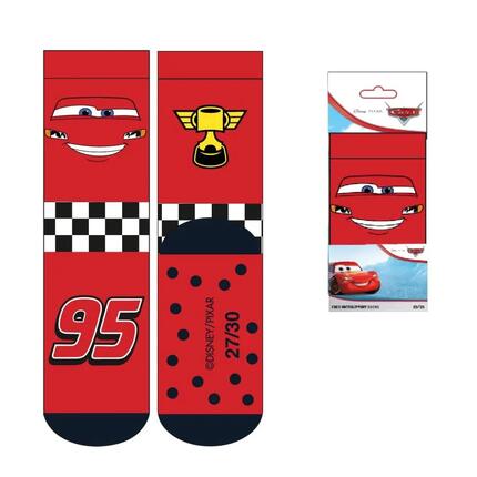 Chaussettes antidérapantes Cozy Cars pour enfants, en polyester doux, rouges