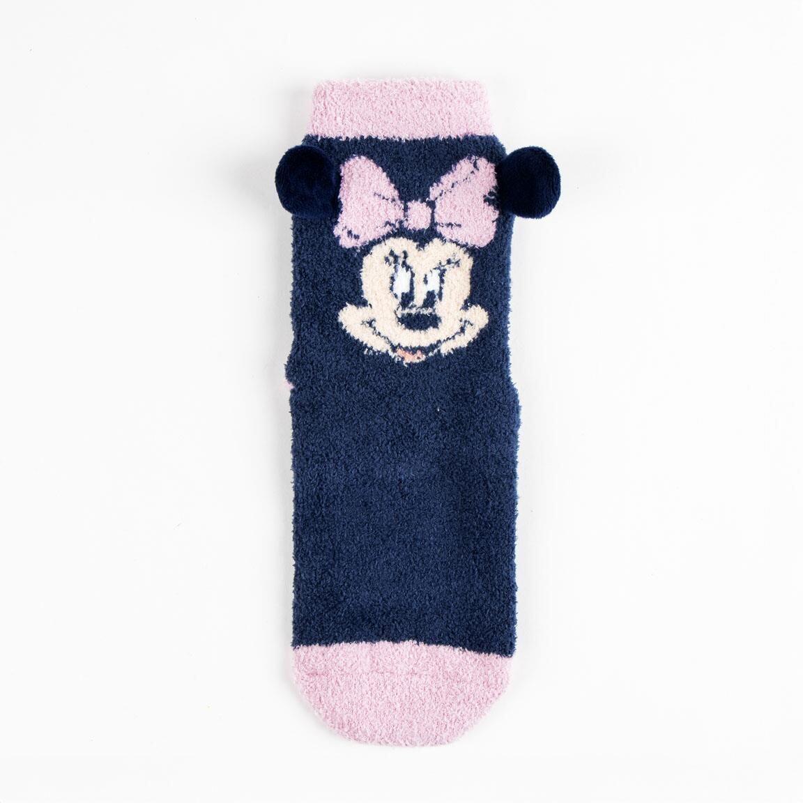 Calcetines Antideslizantes 3D Infantil Minnie de Poliéster Azul y Rosa 2/5