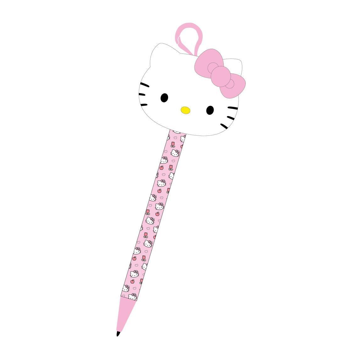 Hello Kitty Kinder-Hängekugelschreiber mit Plüschtier und rosa Karabinerhaken 1/5