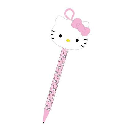 Hello Kitty Kinder-Hängekugelschreiber mit Plüschtier und rosa Karabinerhaken