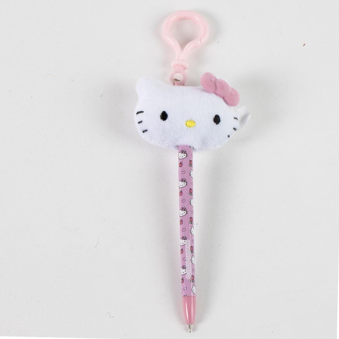 Hello Kitty Kinder-Hängekugelschreiber mit Plüschtier und rosa Karabinerhaken 2/5