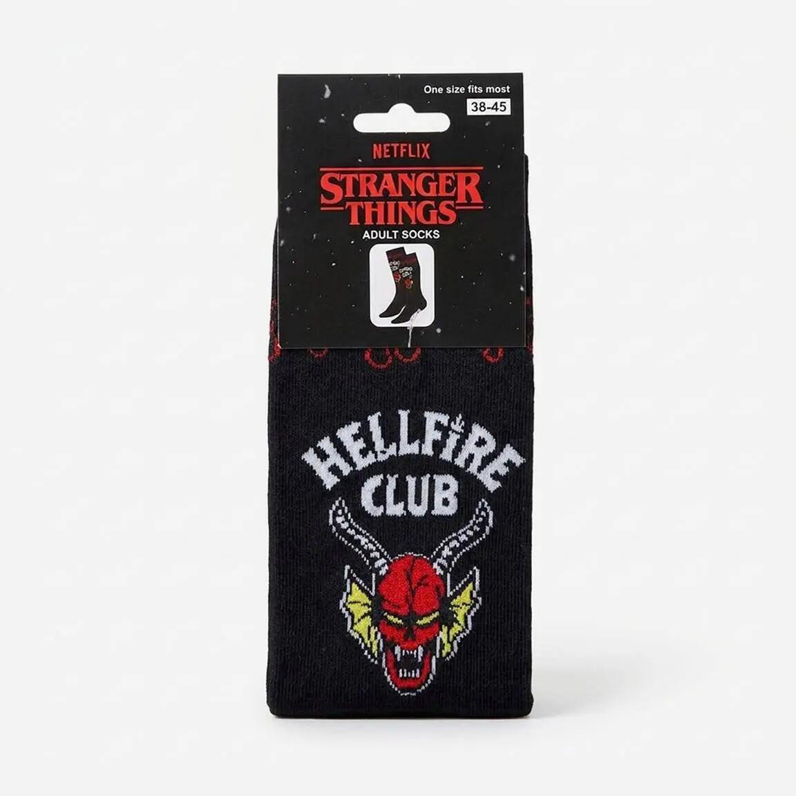 Stranger Things Hellfire Club Weiche Baumwollsocken Schwarz für Erwachsene 6/6