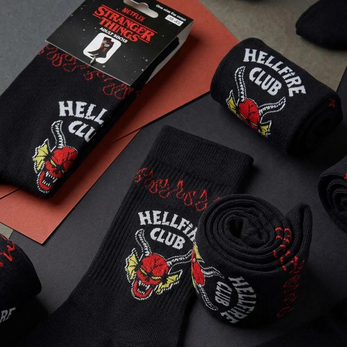 Stranger Things Hellfire Club Weiche Baumwollsocken Schwarz für Erwachsene 4/6