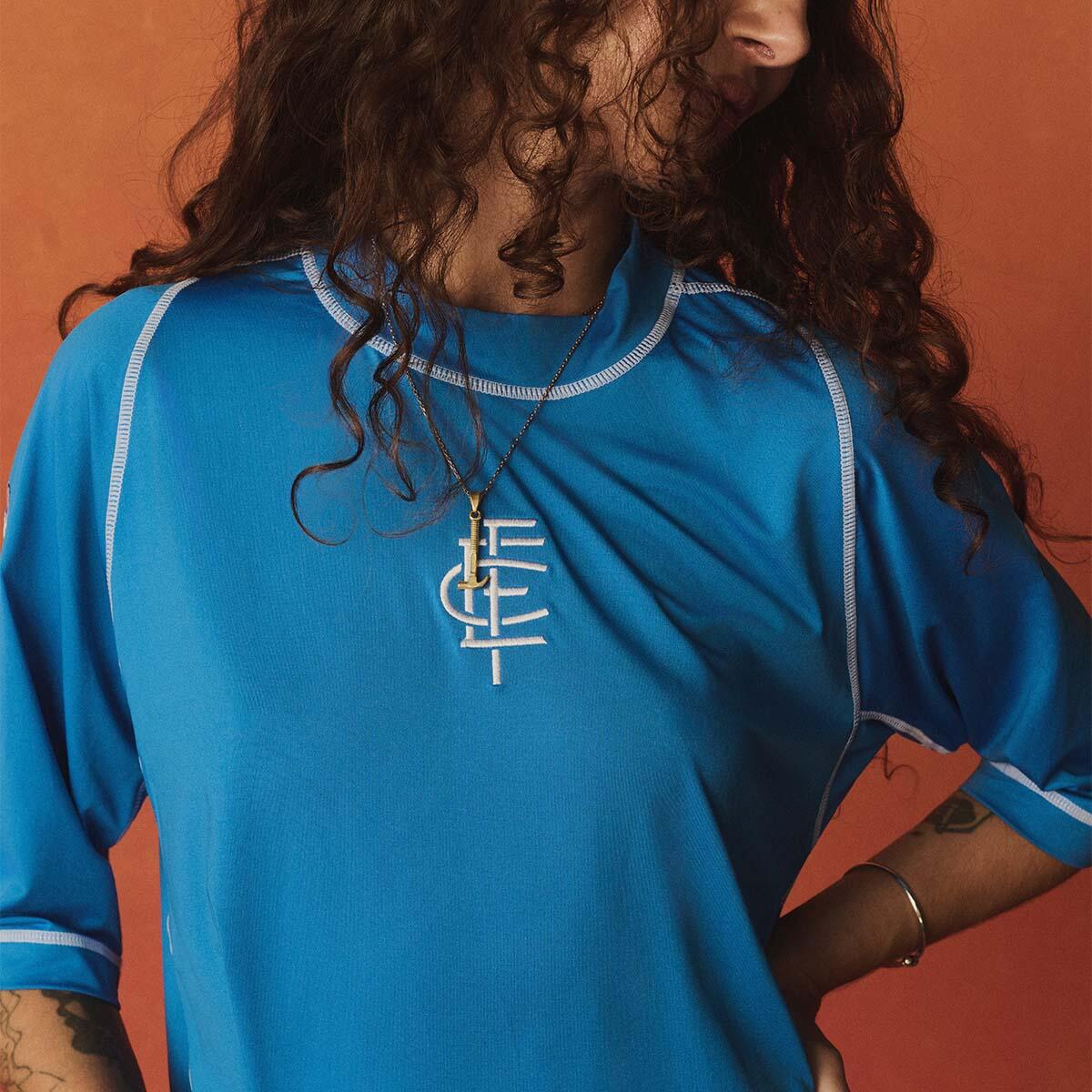 T-shirt da uomo in poliestere riciclato blu da calcio 5/7