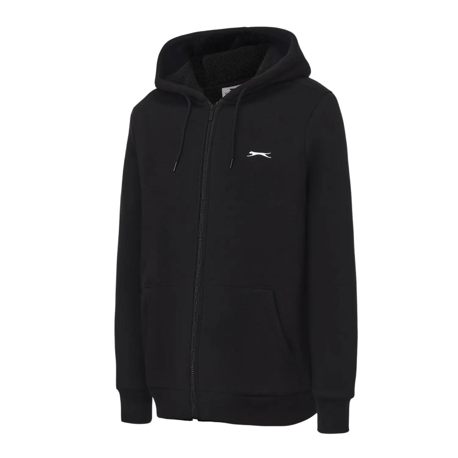 Felpa Con Cappuccio E Zip Intera Foderato Di Borg Uomo Slazenger Nero 3/3