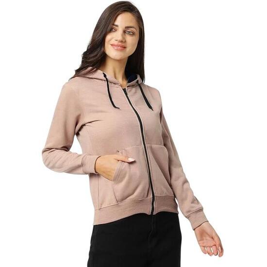 Felpa Con Cappuccio E Zip Intera Donna Martes Essential Mushroom