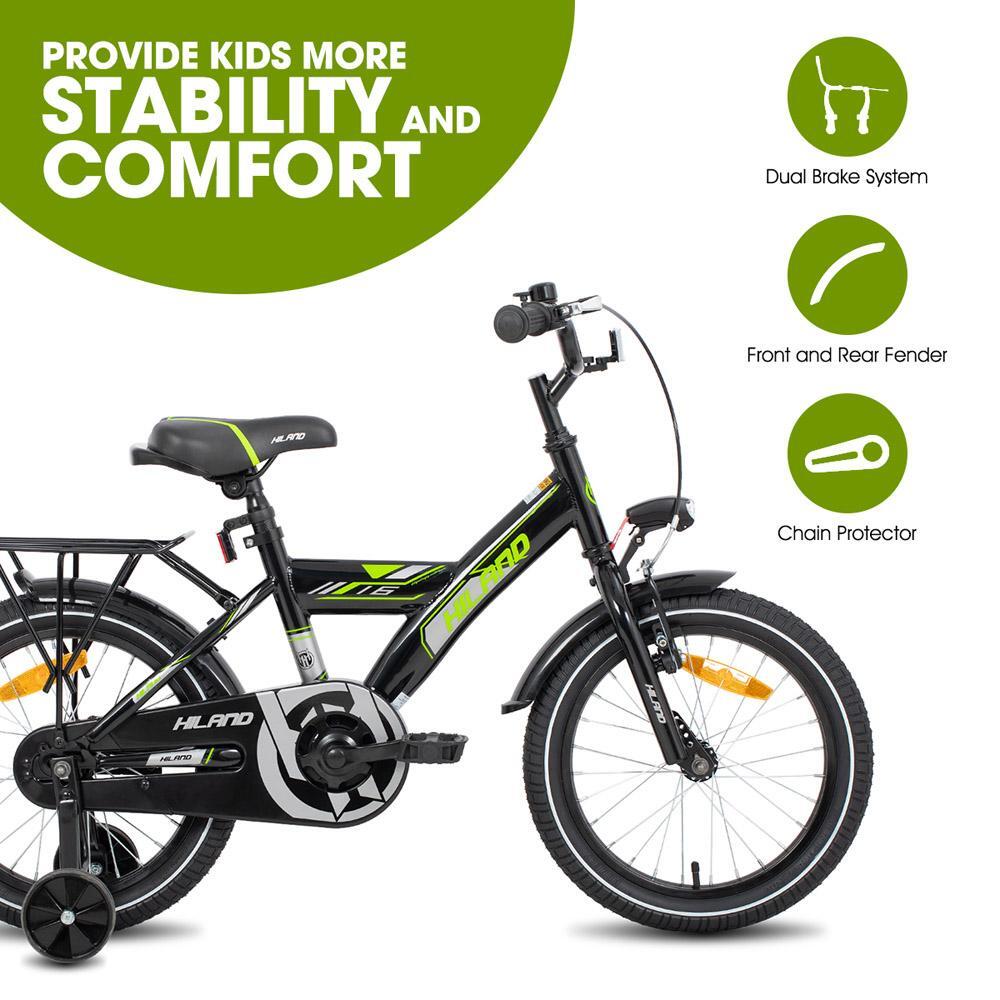 Garçon vélo vélo enfant 16/18", roulettes, double frein, porte-bagages, 5-8 ans 2/6