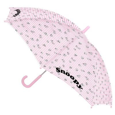 Ombrello a cupola per bambini POE Snoopy trasparente con manico curvo rosa