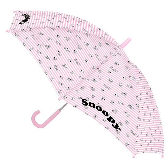 Ombrello a cupola per bambini POE Snoopy trasparente con manico curvo rosa