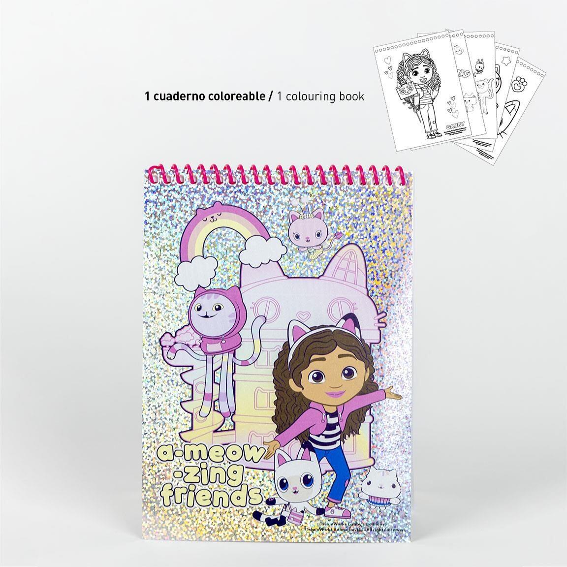 Conjunto de artigos de papelaria infantil para casa de bonecas da Gabby, para 3/6