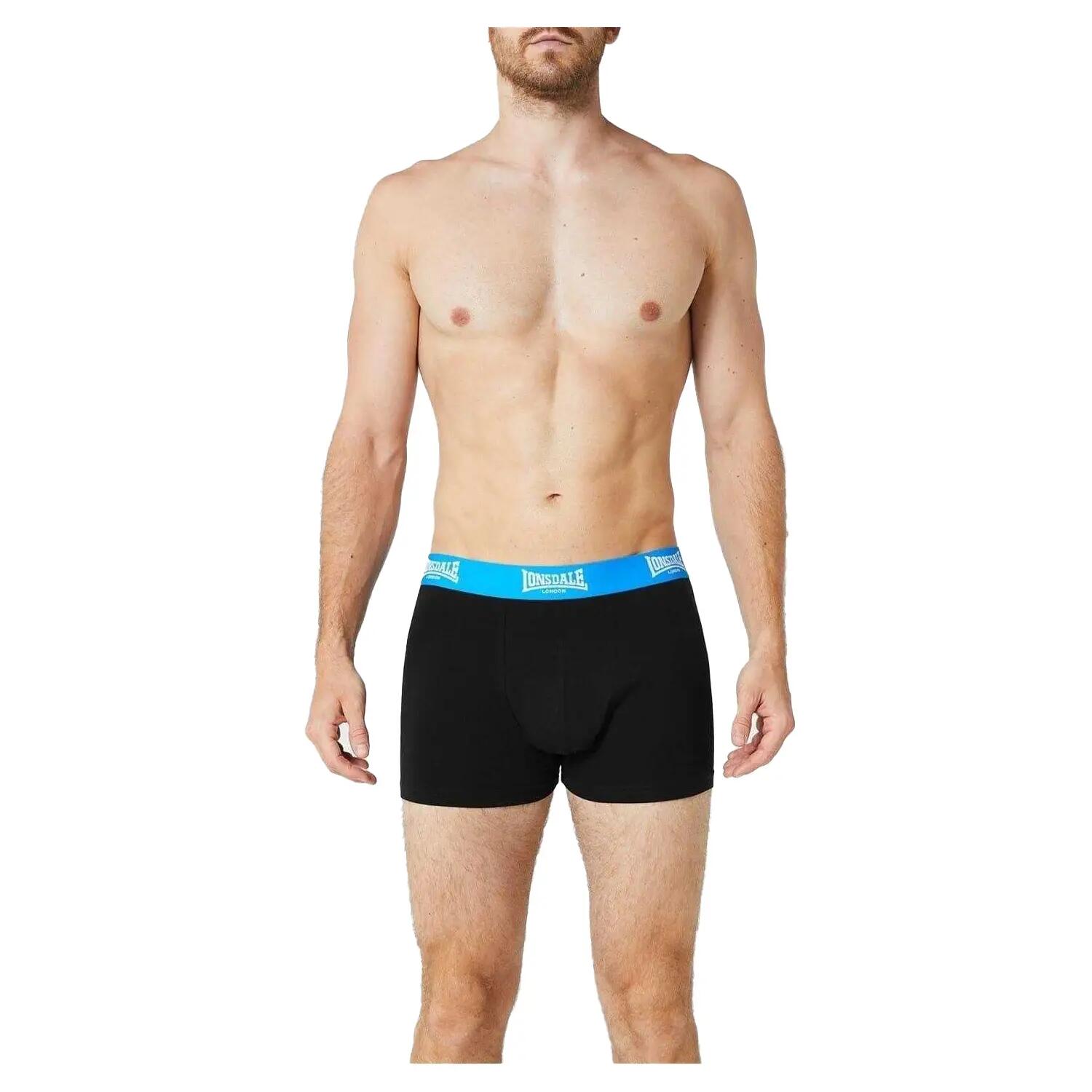Mens Boxer Shorts (Pack of 2) (Black/Bright Blue) 2/3