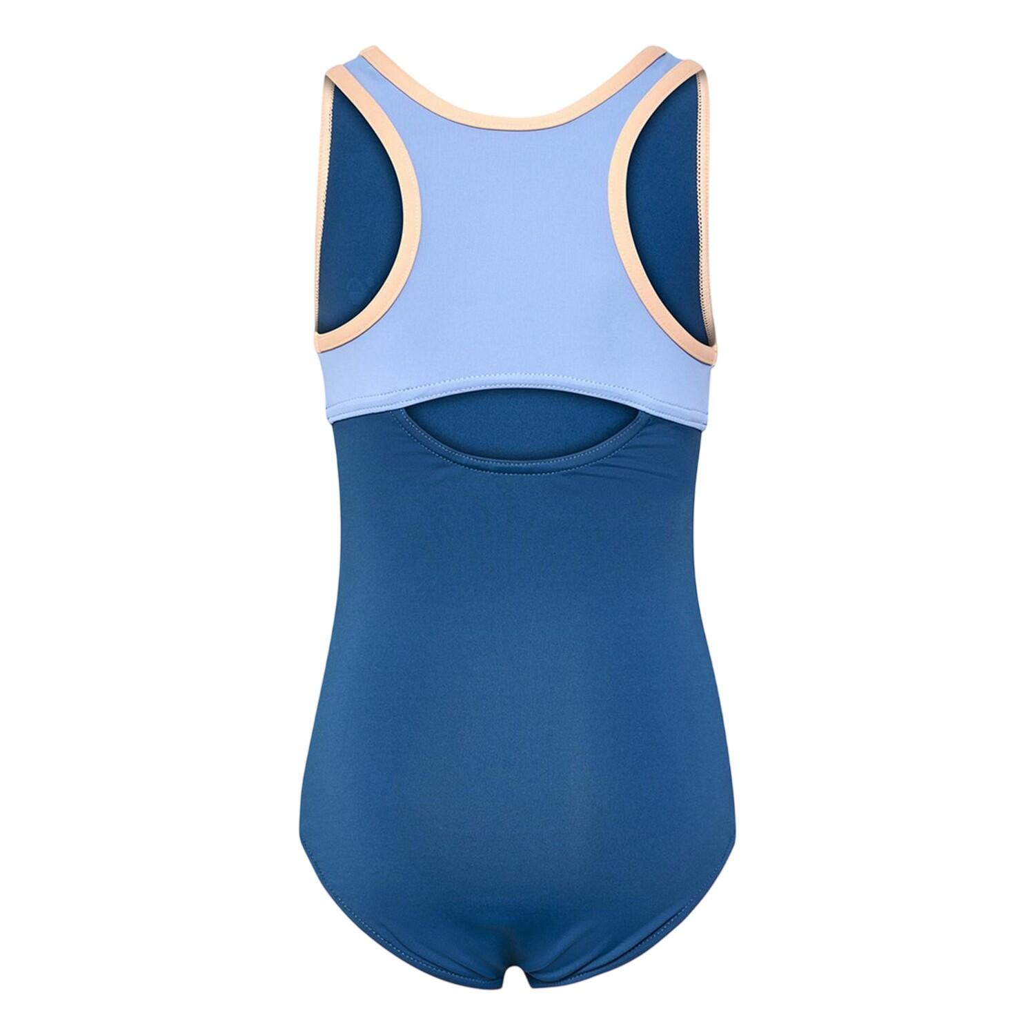 Girls Bell Logo One Piece Swimsuit (Dark Denim) 2/3