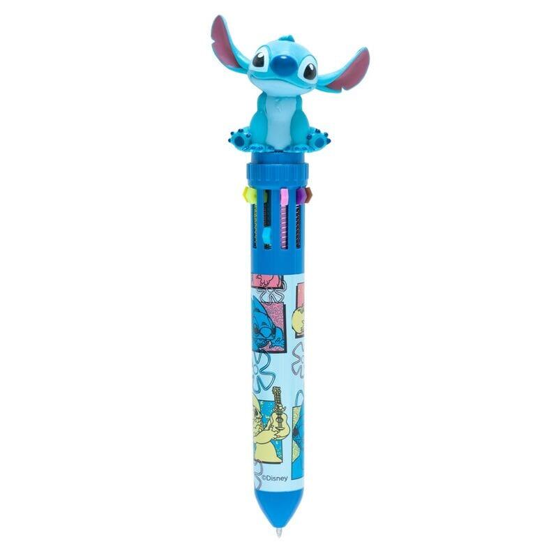 Stylo multicolore 10 en 1 avec embout à points 3D pour enfants, en PVC bleu 3/4