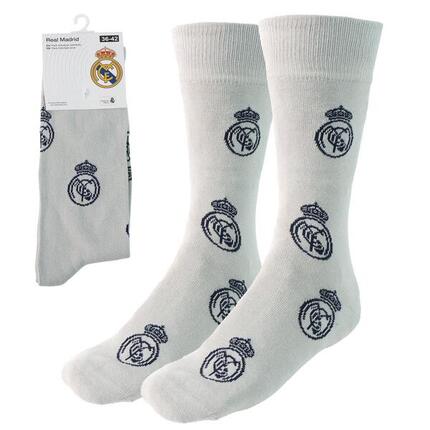 Chaussettes de sport enfant Real Madrid, coton doux, gris clair