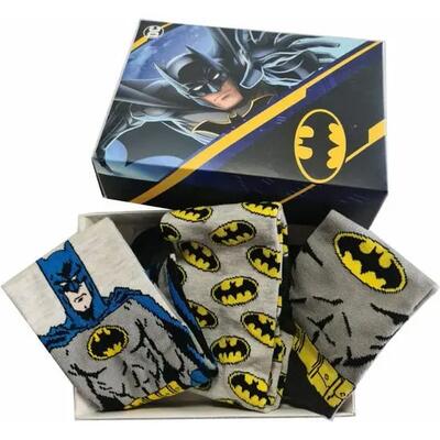 Confezione da 3 paia di calzini da adulto in morbido cotone di Batman grigi e