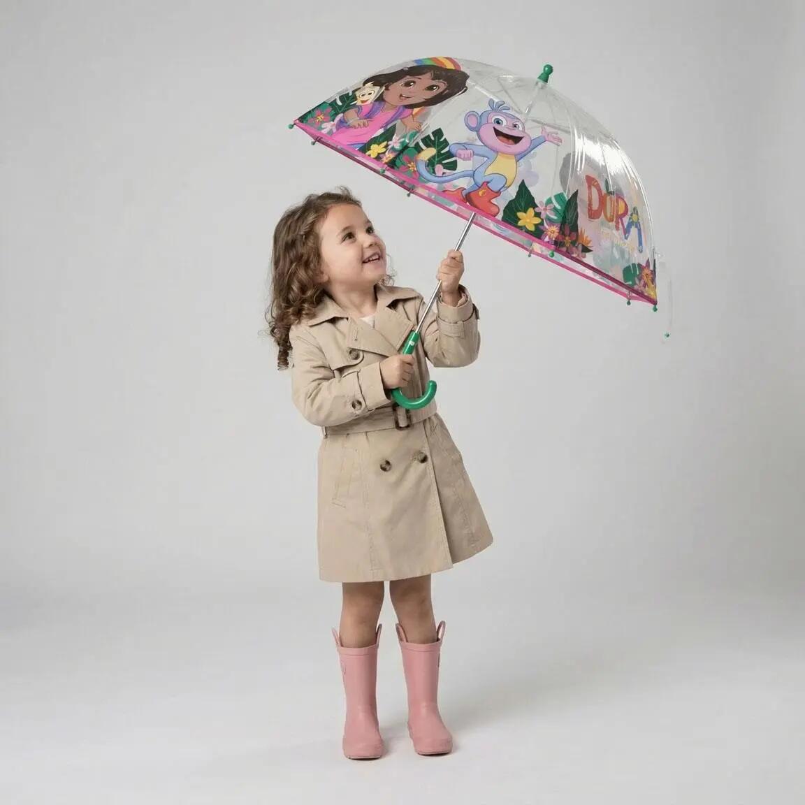 Ombrello per bambini Dora l'Esploratrice, manuale POE, verde trasparente 7/7