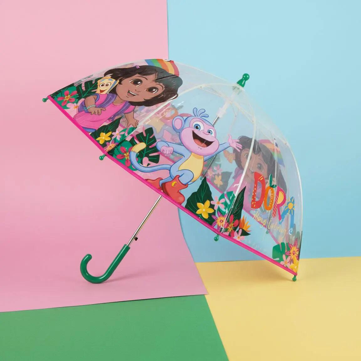 Ombrello per bambini Dora l'Esploratrice, manuale POE, verde trasparente 6/7