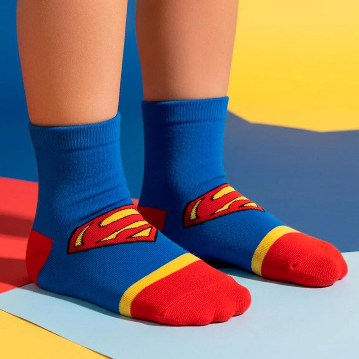 Confezione di calzini alla caviglia di Superman morbidi e traspiranti per 6/7
