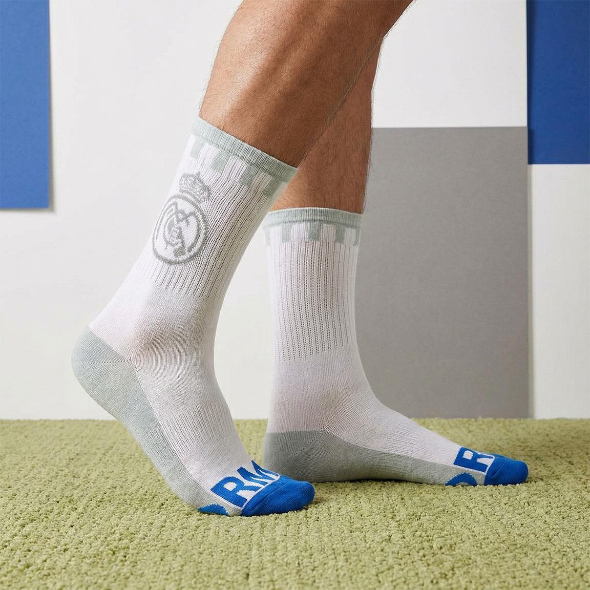 Calcetines Deportivos Adultos Real Madrid de Algodón Transpirables Blanco 5/6