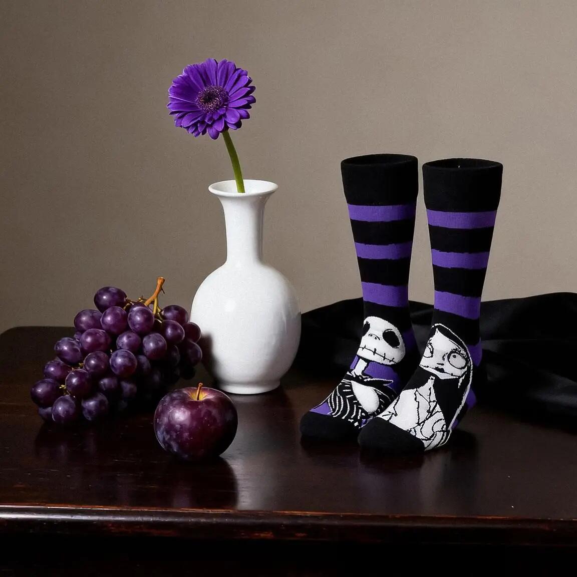 Calzini da adulto in morbido cotone con tema Nightmare Before Christmas, neri e 5/6