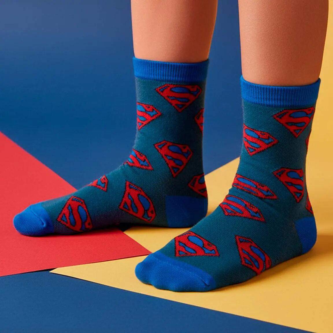 Confezione di calzini alla caviglia di Superman morbidi e traspiranti per 5/7