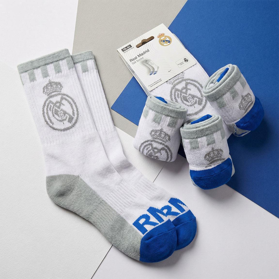 Calcetines Deportivos Adultos Real Madrid de Algodón Transpirables Blanco 4/6