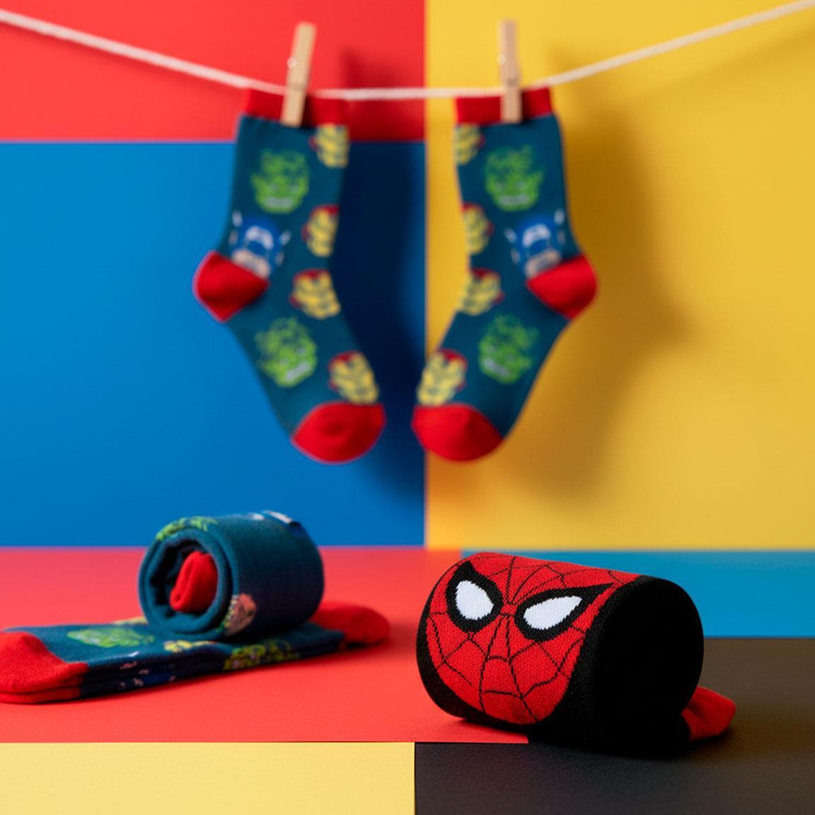 Pack de Calcetines Tobilleros Infantil Avengers de Algodón Suaves Azul 4/7