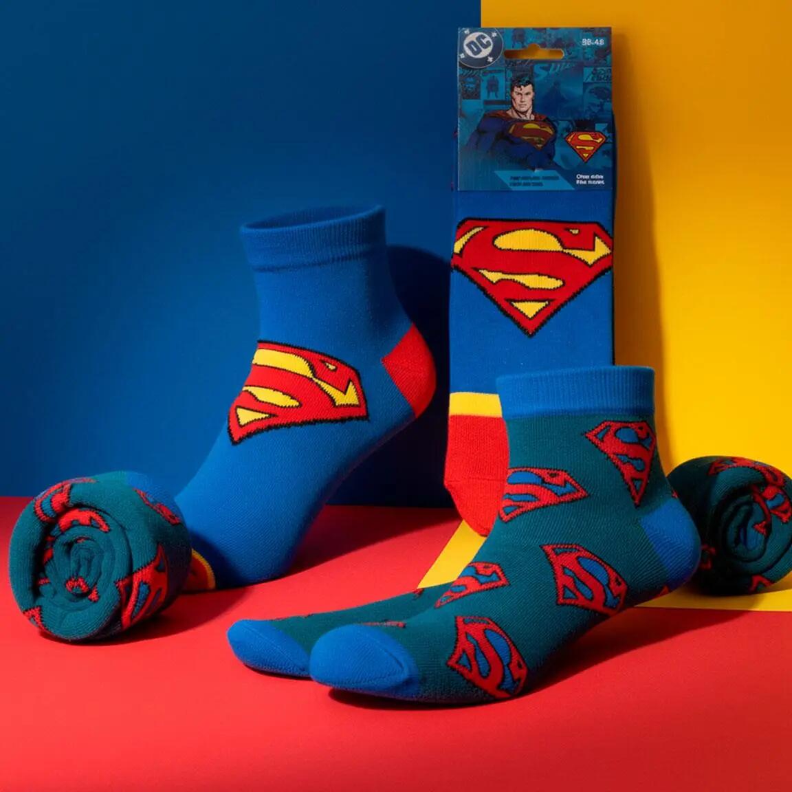 Confezione di calzini alla caviglia di Superman morbidi e traspiranti per 4/7