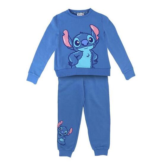 Tuta da ginnastica Stitch a due pezzi per bambini blu con fodera in pile.