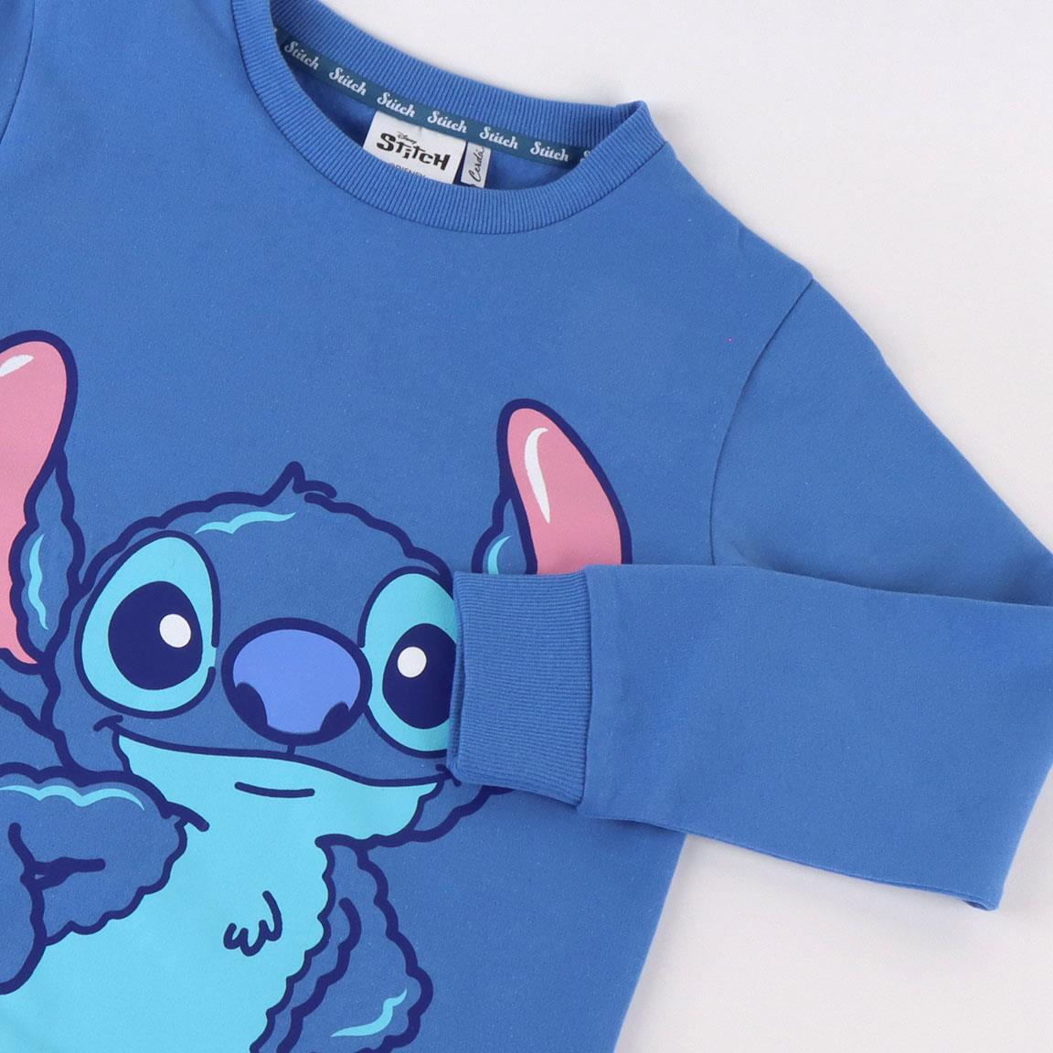 Completo due pezzi Stitch per bambini in morbido cotone blu 3/4
