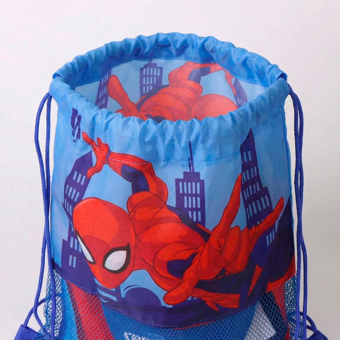 Set de Toalla Infantil Spiderman con Saquito de Cordón Reutilizable Azul 5/6