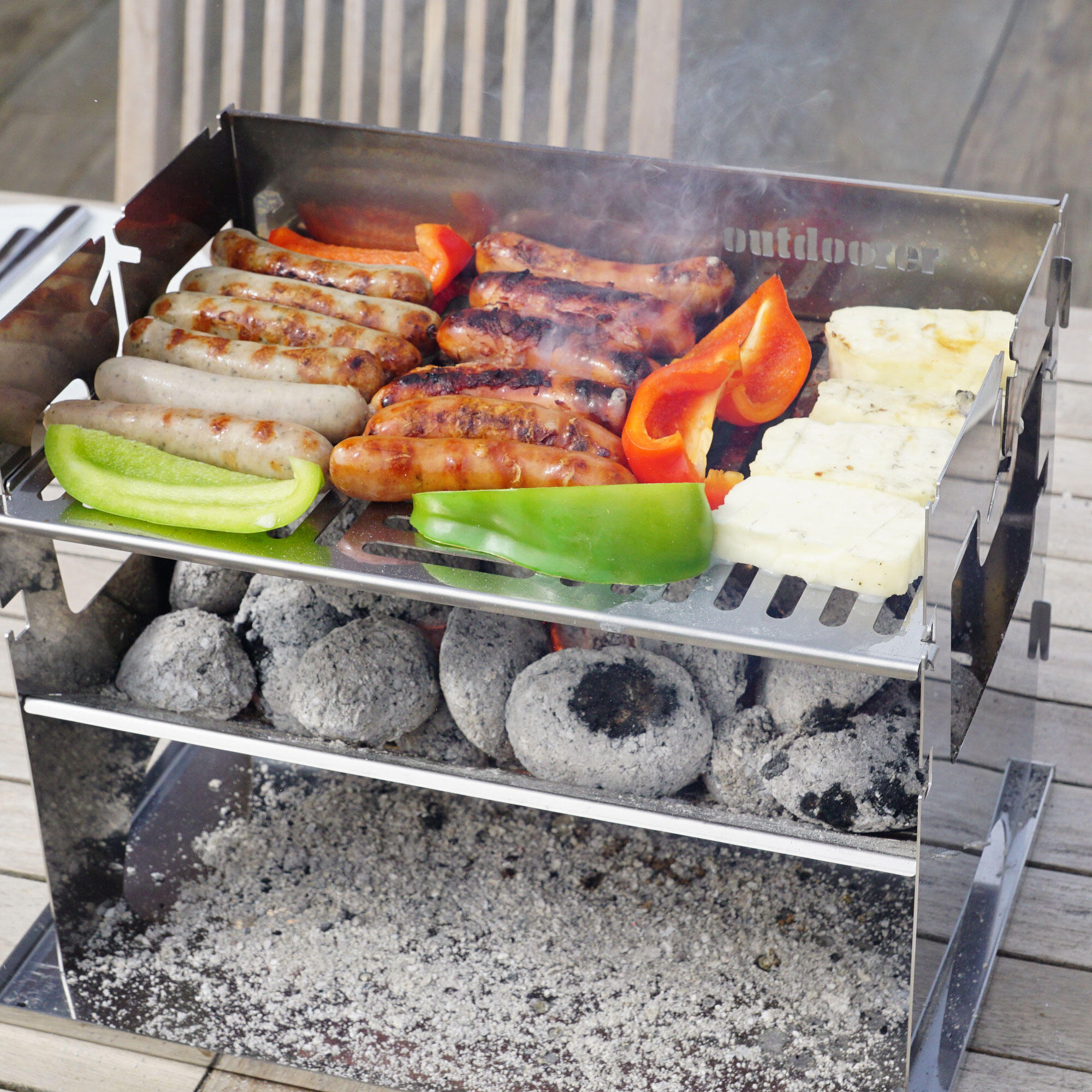 Reisegrill Set mit Tropfschale - Campinggrill Edelstahl Kombi 7/7