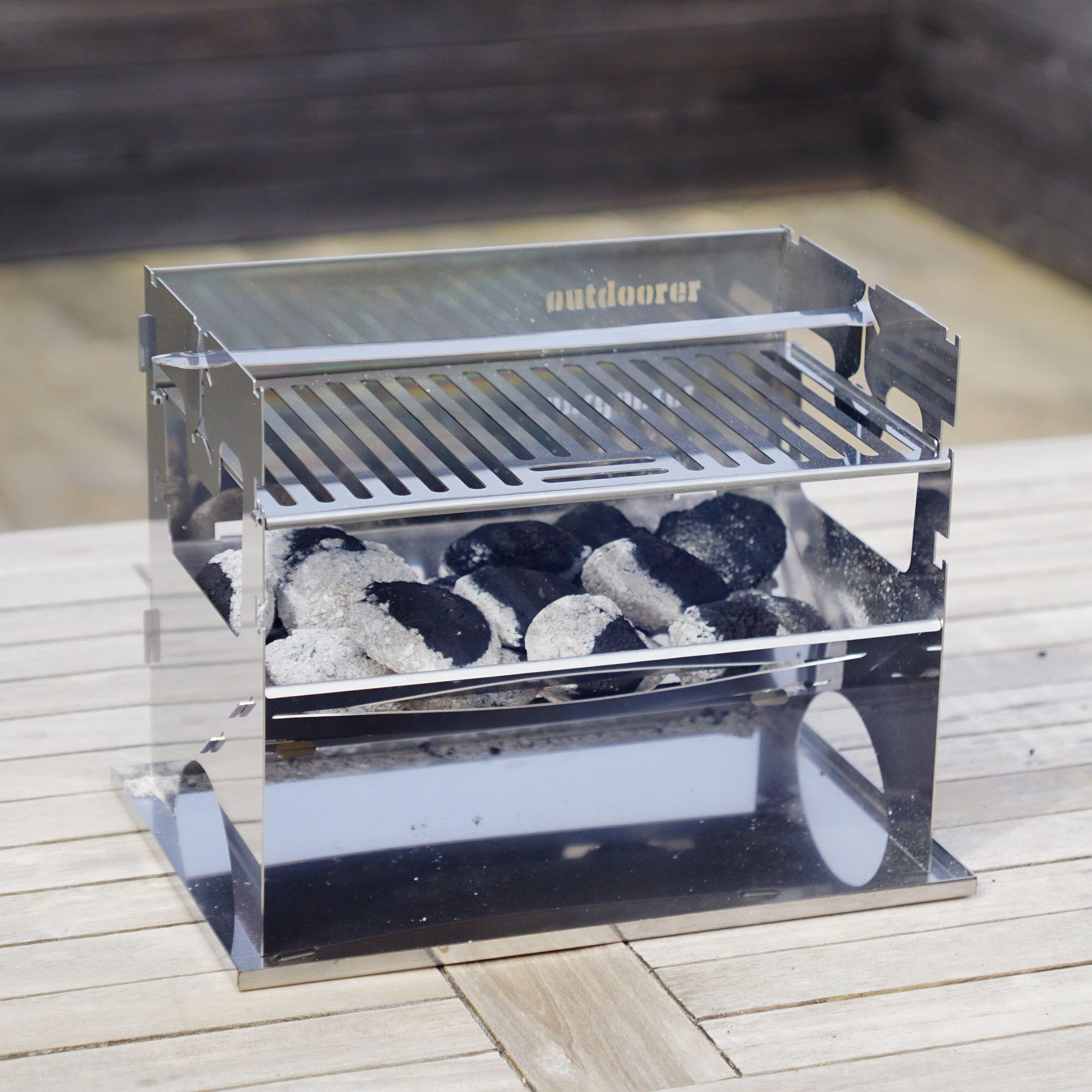 Reisegrill Set mit Tropfschale - Campinggrill Edelstahl Kombi 6/7