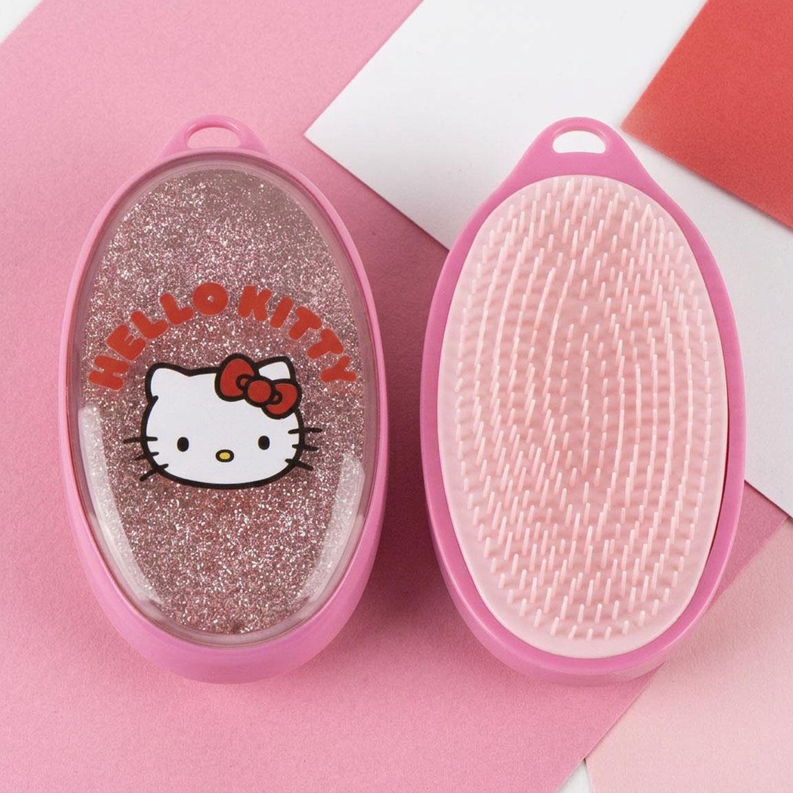 Brosse démêlante Hello Kitty à paillettes pour enfants, rose, en ABS 5/5