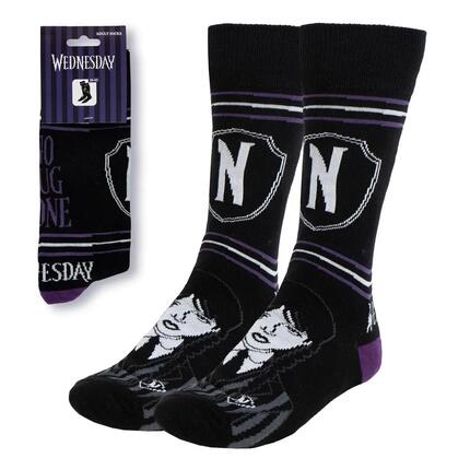 Chaussettes adultes Wednesday, en coton doux et respirant, noires