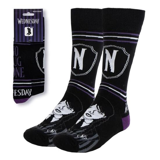 Chaussettes adultes Wednesday, en coton doux et respirant, noires