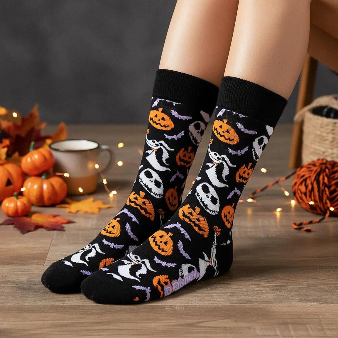Calcetines Adultos Nightmare Before Christmas de Algodón Suaves Negro 6/7