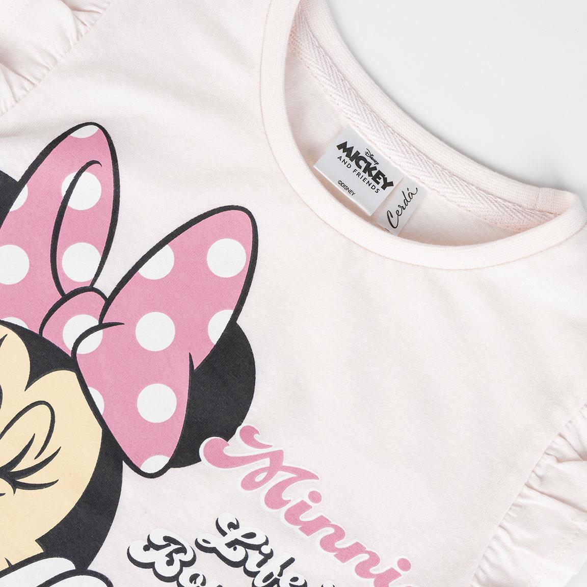 Conjunto infantil de duas peças da Minnie Mouse em tecido felpudo francês 3/6