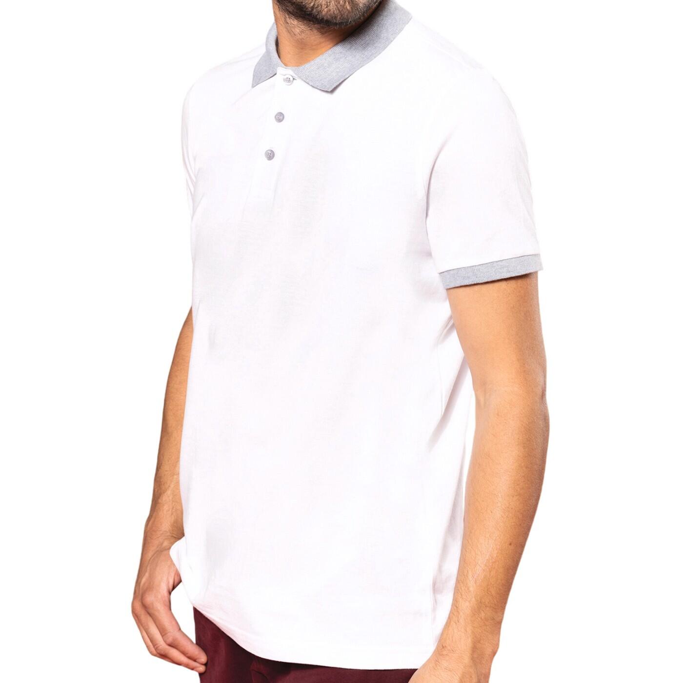 "Pique" Poloshirt für Herren Weiß/Hellgrau 3/3